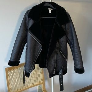 H&M Aviator Jacket Faux Leather Biker Jacket